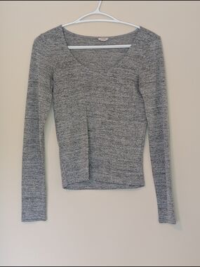 Garage Light Heather Gray V-Neck Knit Top